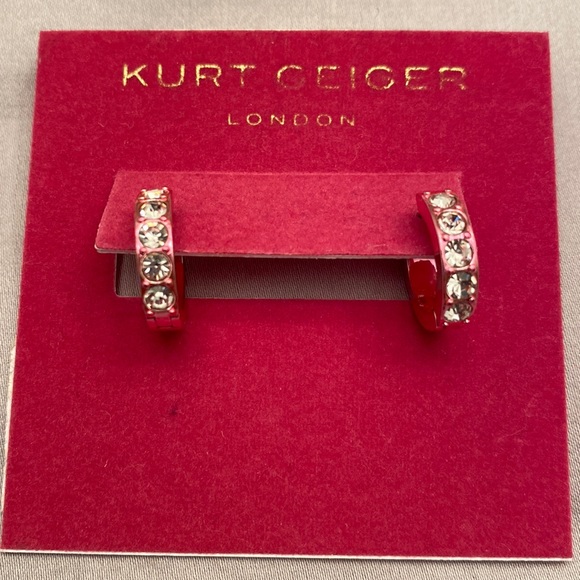 Kurt Geiger Jewelry - Kurt Geiger pink pave hoop earrings